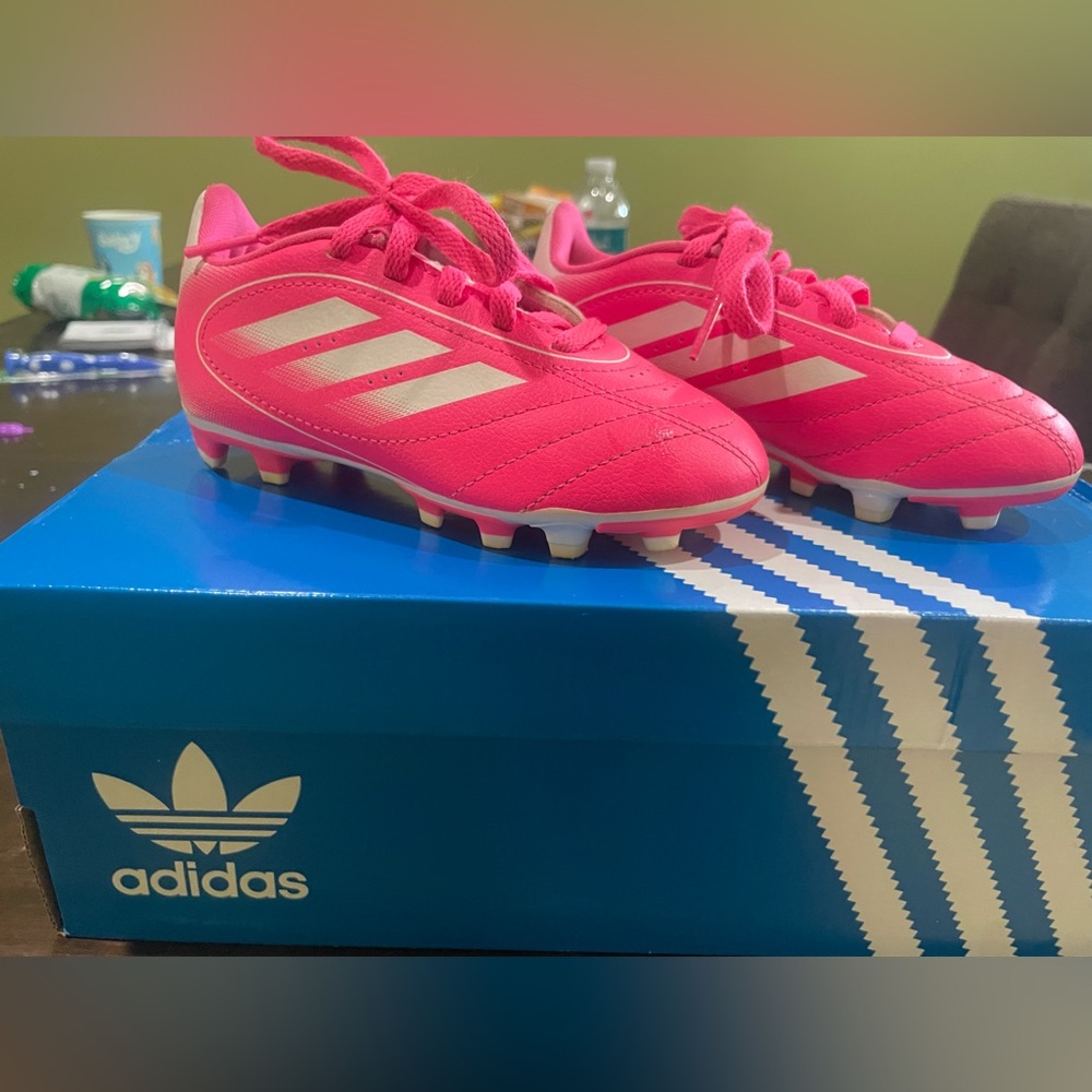 Toddler Size 10 HOT Pink Adidas Goletto cleats.